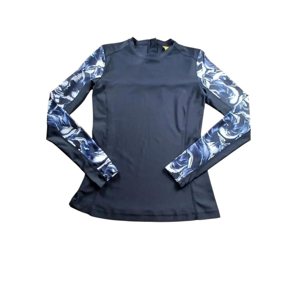 Lolë Women's Small Black Floral Rashguard Yoga Top / Haut Sport Motif Floral